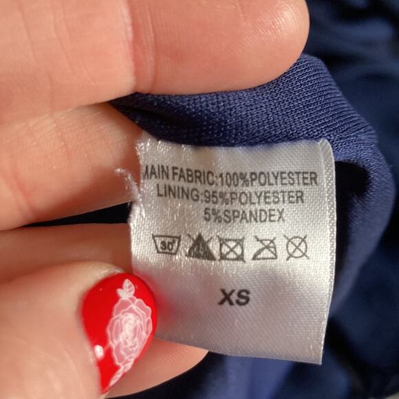 Mikarose Navy Blue Chiffon & Lace Midi Dress, Size XS - Picture 6 of 7